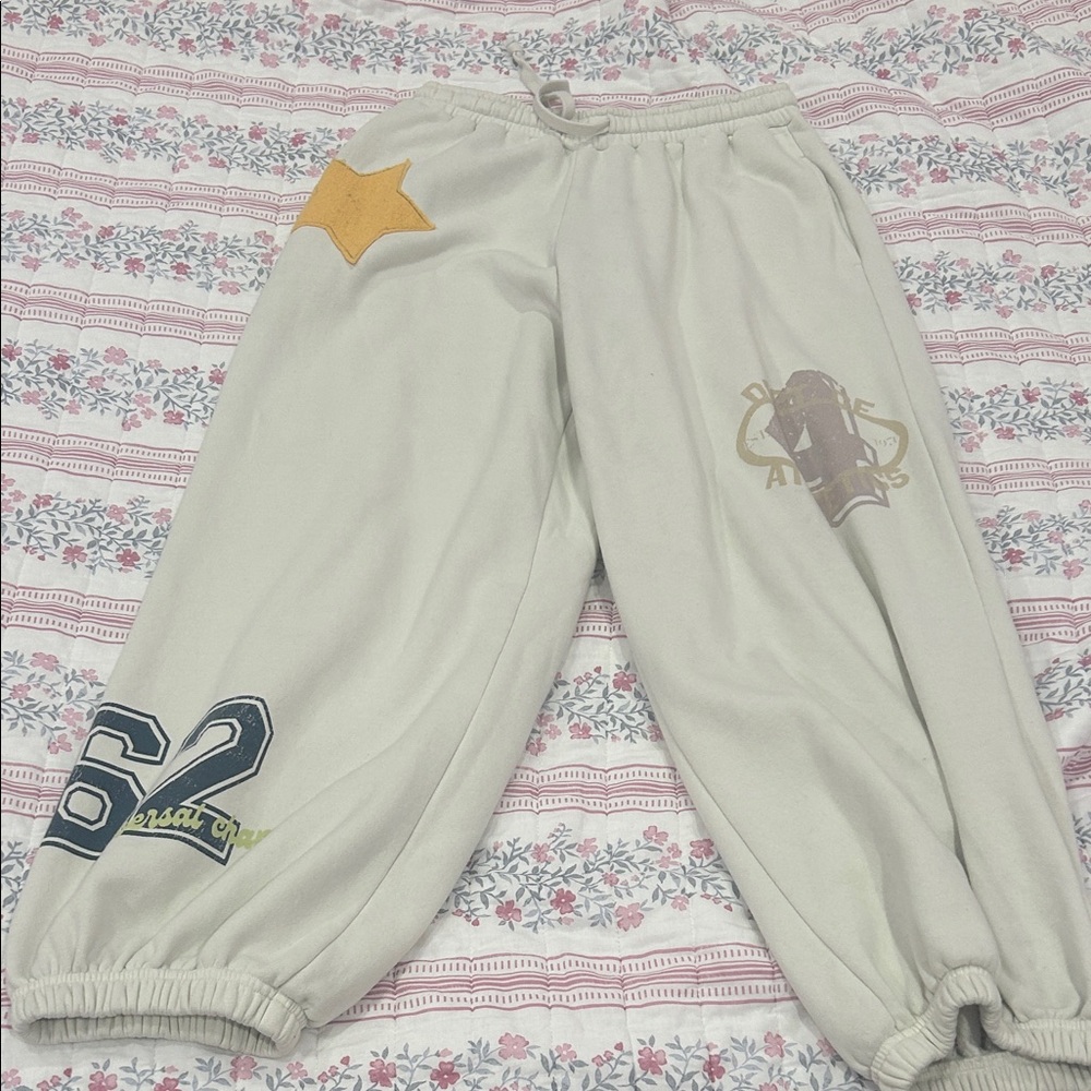 Urban Outfiters Light Gray Joggers with Star and Number Details